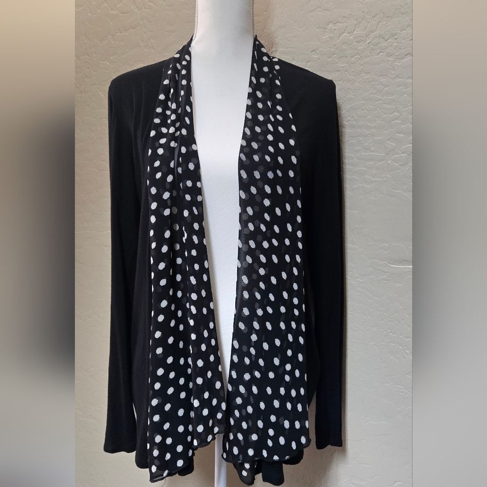 Black w/White Polka Dot Open Cardigan